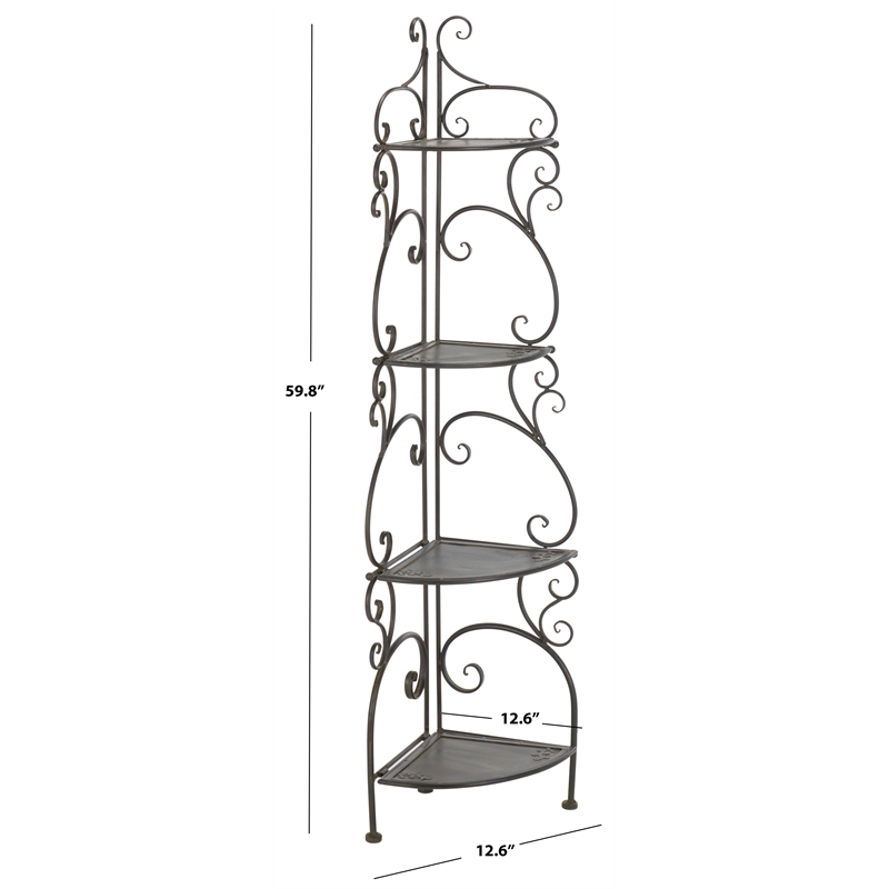 Safavieh Turuca 4 Tier Iron Corner Shelf  in Black / Rust
