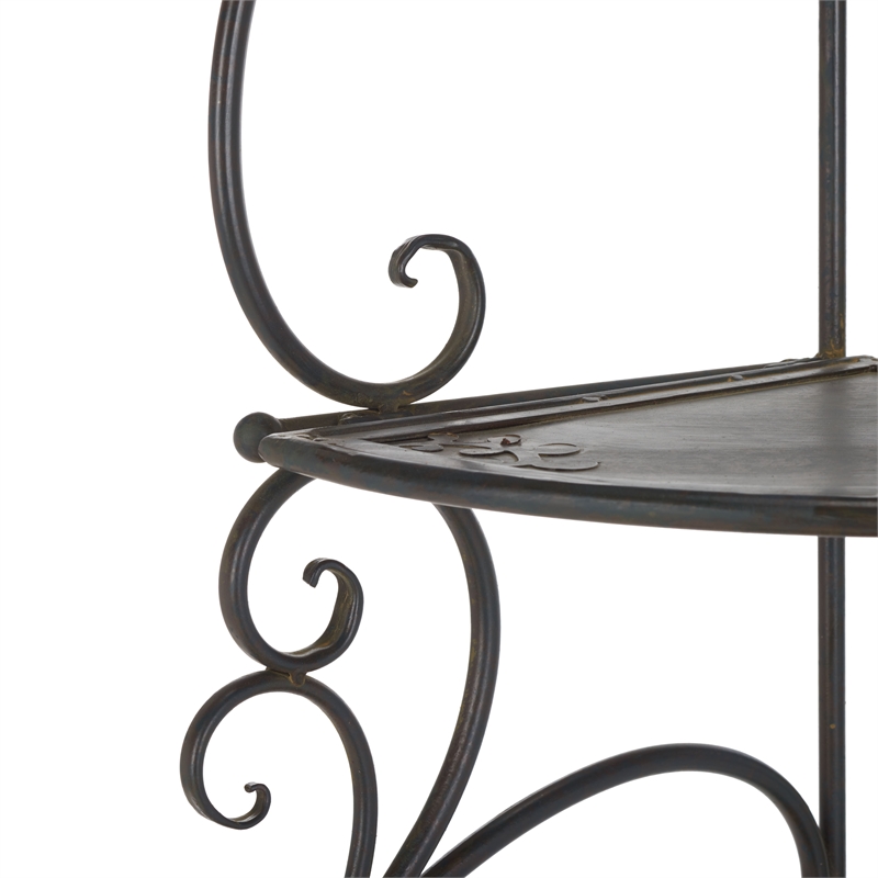 Safavieh Turuca 4 Tier Iron Corner Shelf  in Black / Rust