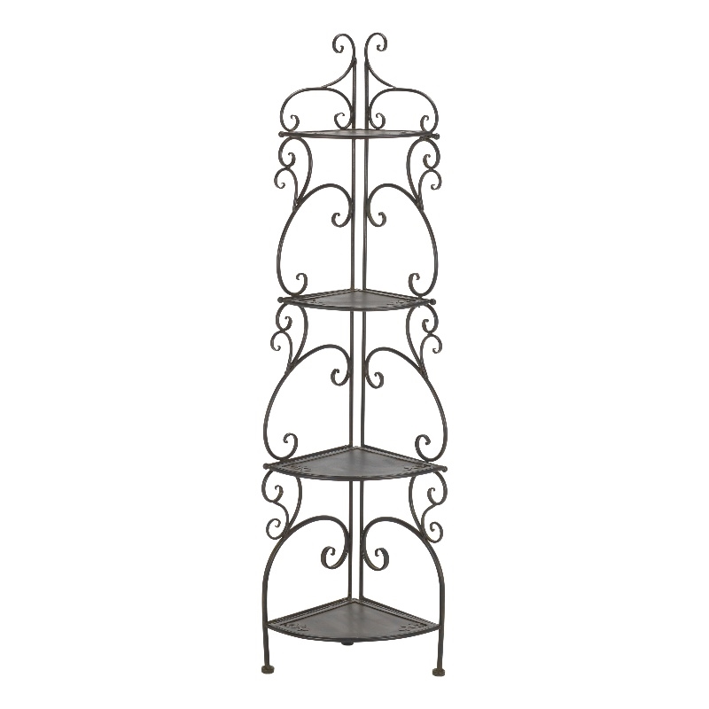 Safavieh Turuca 4 Tier Iron Corner Shelf  in Black / Rust