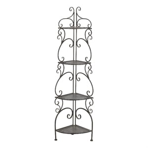 Safavieh Turuca 4 Tier Iron Corner Shelf  in Black / Rust