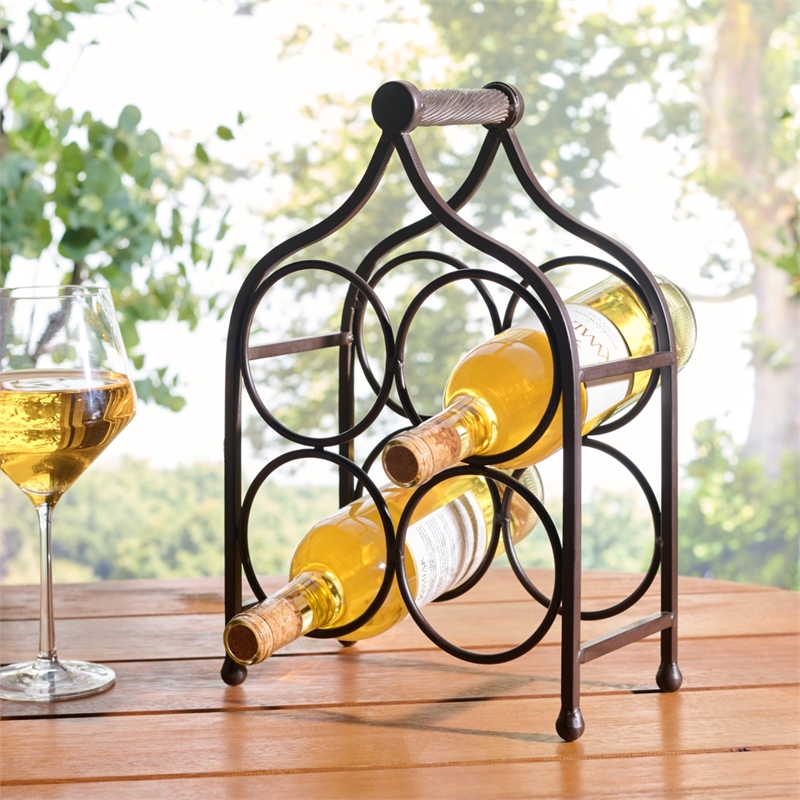 Safavieh Floyd 4 Wine Iron Bottle Holder in Brown