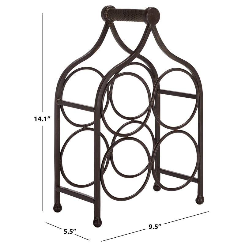 Safavieh Floyd 4 Wine Iron Bottle Holder in Brown