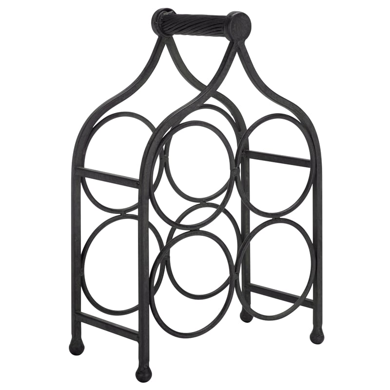 Safavieh Floyd 4 Wine Iron Bottle Holder in Black