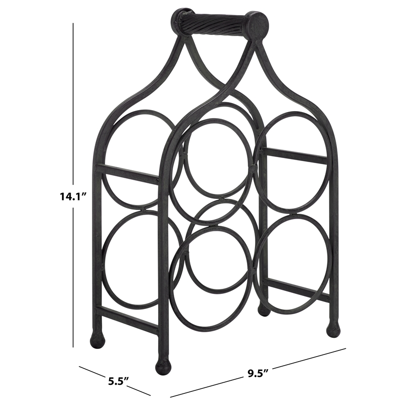 Safavieh Floyd 4 Wine Iron Bottle Holder in Black