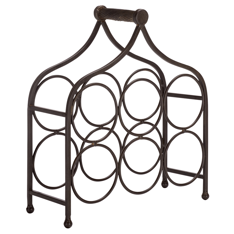 Safavieh Floyd 6 Wine Iron Bottle Holder in Brown