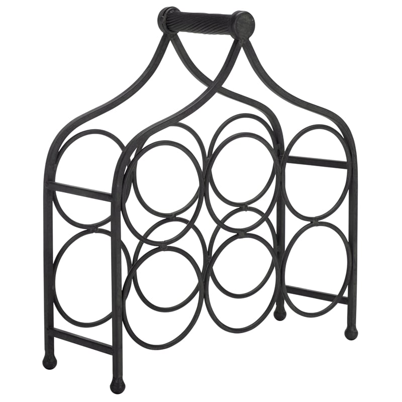 Safavieh Floyd 6 Wine Iron Bottle Holder in Black