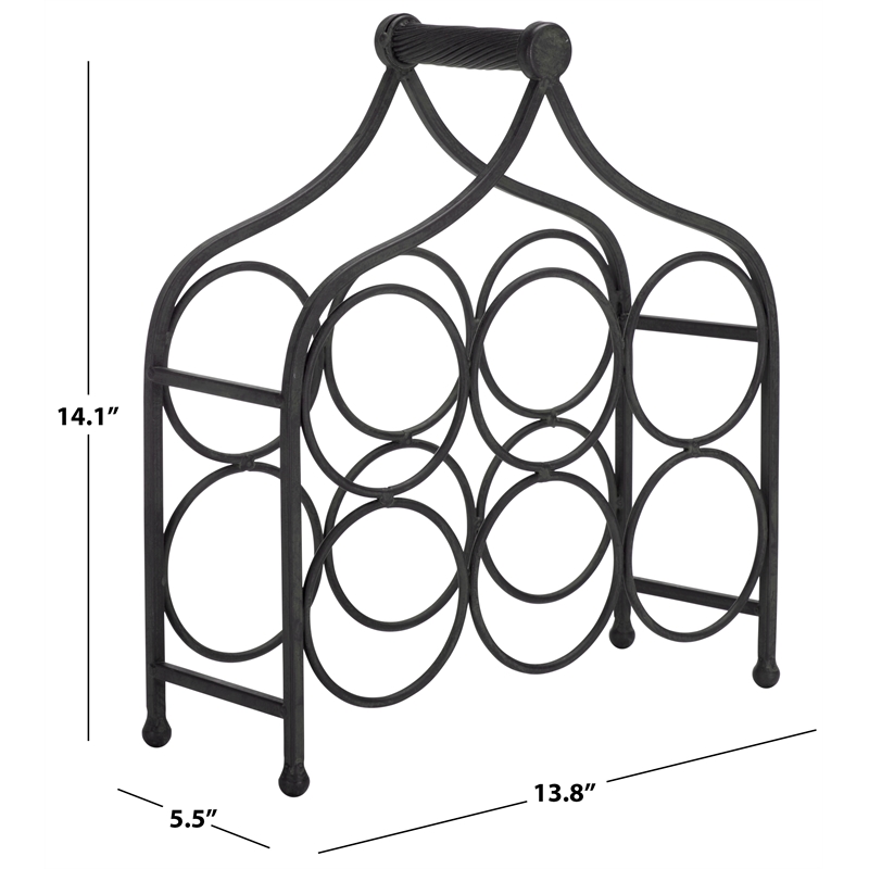 Safavieh Floyd 6 Wine Iron Bottle Holder in Black
