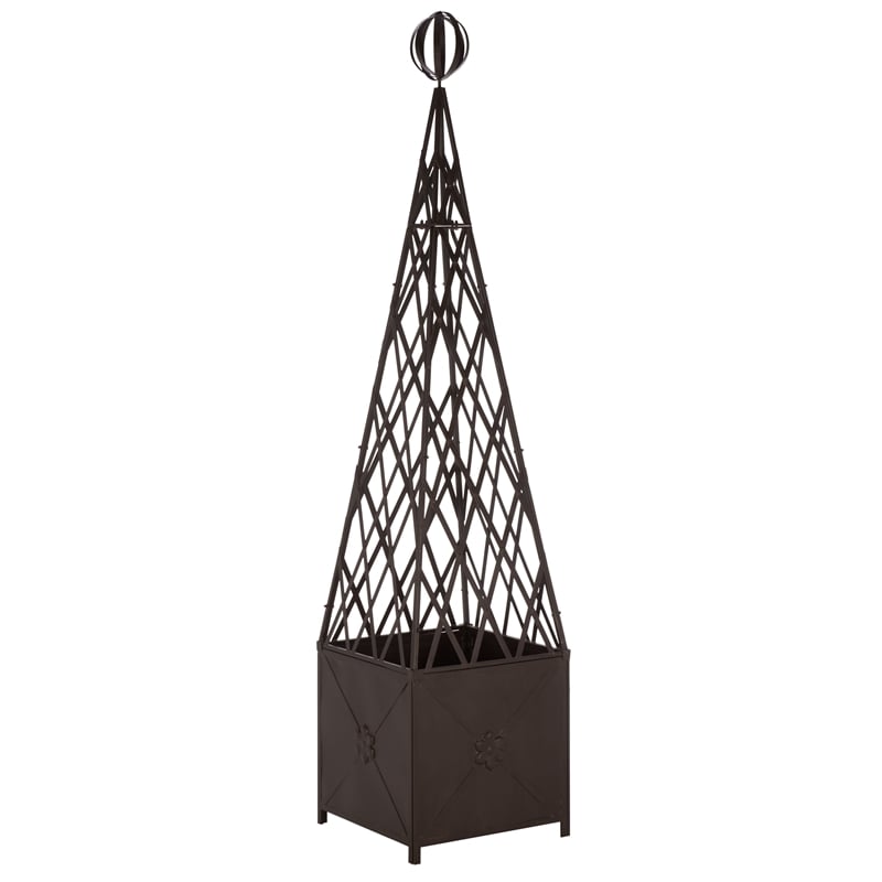 Safavieh Caledonia Iron Trellis Planter in Brown