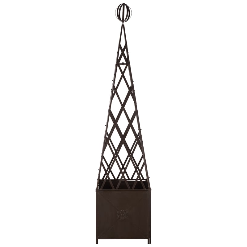 Safavieh Caledonia Iron Trellis Planter in Brown