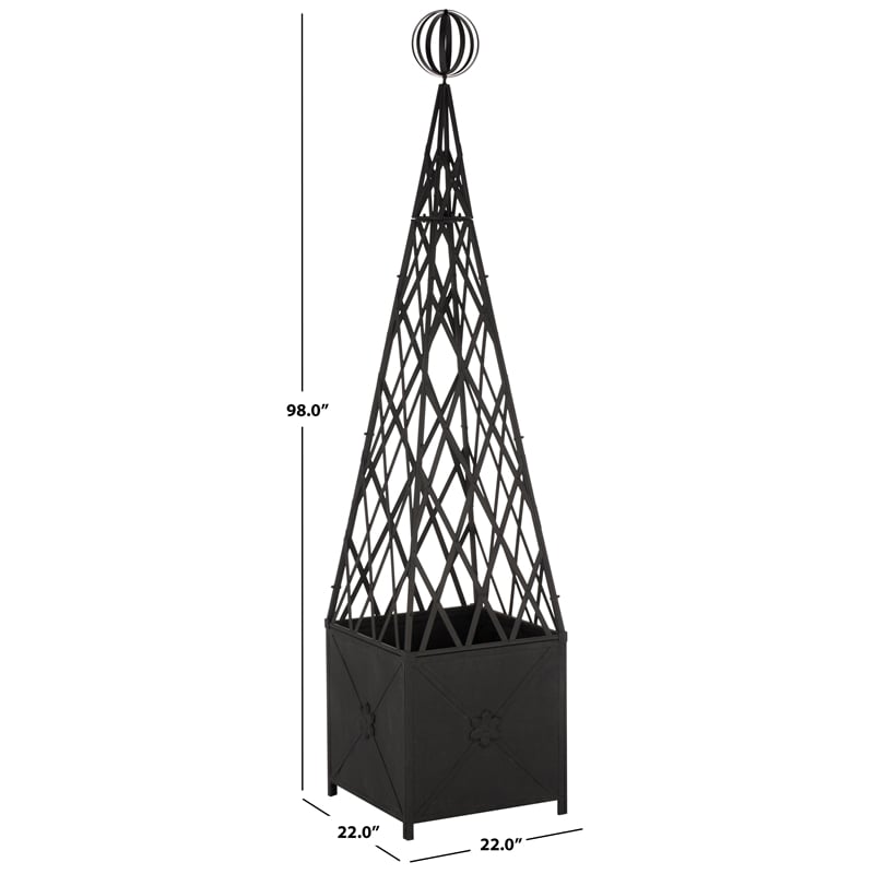 Safavieh Caledonia Iron Trellis Planter in Black