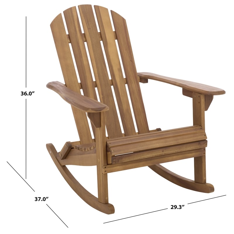 Safavieh Stowe Adirondack Wood Rocking Chair  in Teak