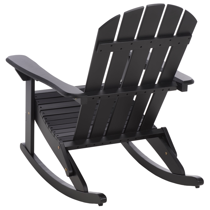 Safavieh Stowe  Adirondack Wood Rocking Chair in Black