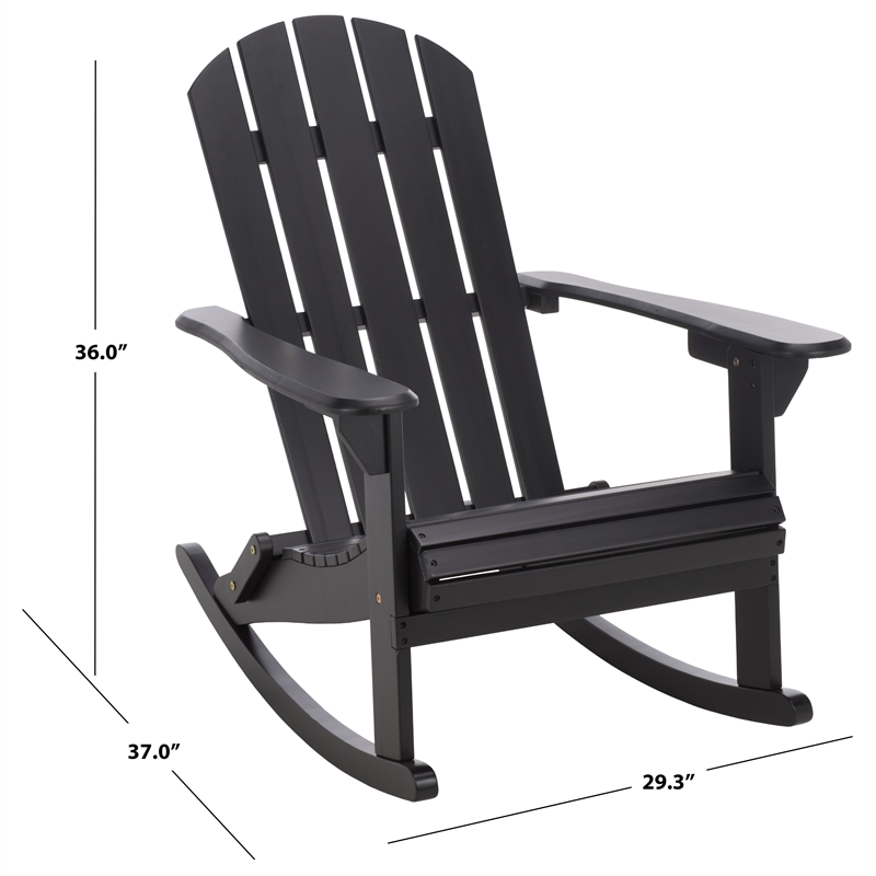 Safavieh Stowe  Adirondack Wood Rocking Chair in Black