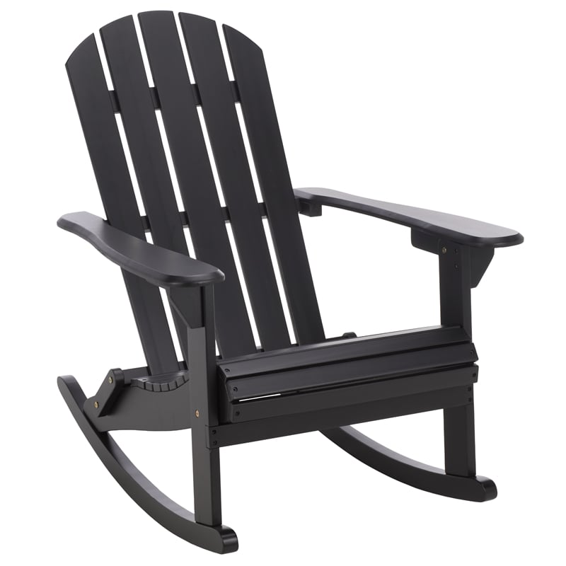 Safavieh Stowe  Adirondack Wood Rocking Chair in Black