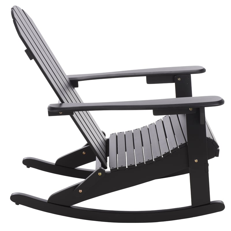 Safavieh Stowe  Adirondack Wood Rocking Chair in Black