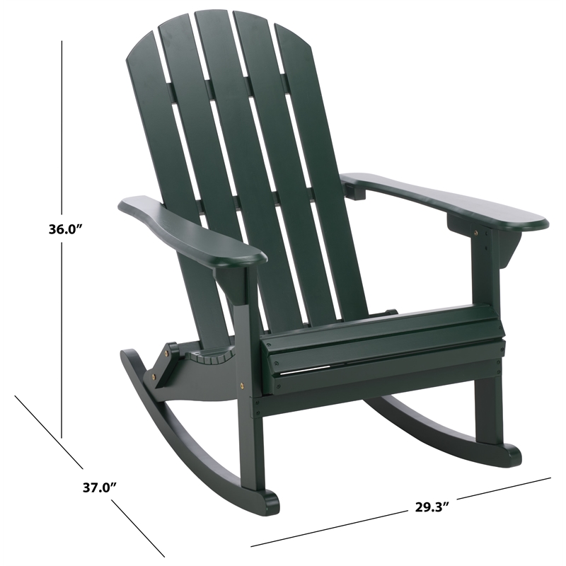 Safavieh Stowe Adirondack Wood Rocking Chair  in Green