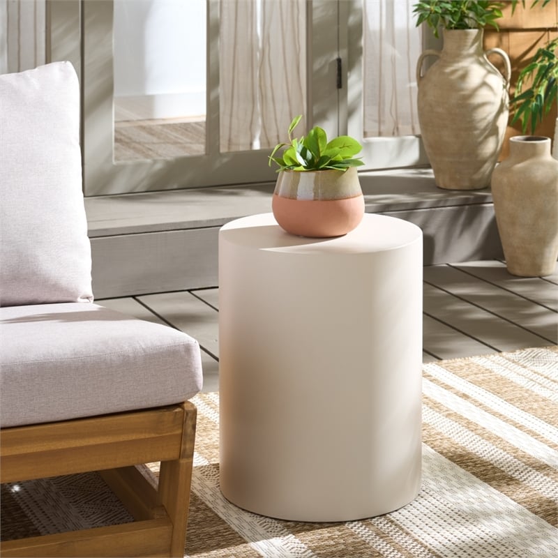 Safavieh Tina Cylinder Accent Table in Ivory