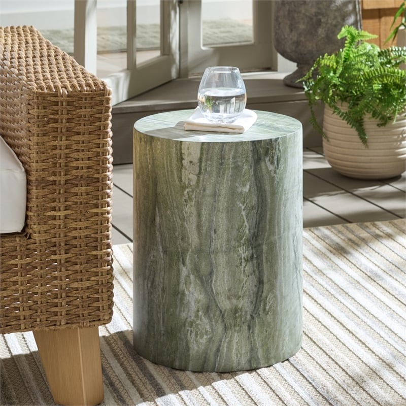 Safavieh Tina Cylinder Accent Table in Green