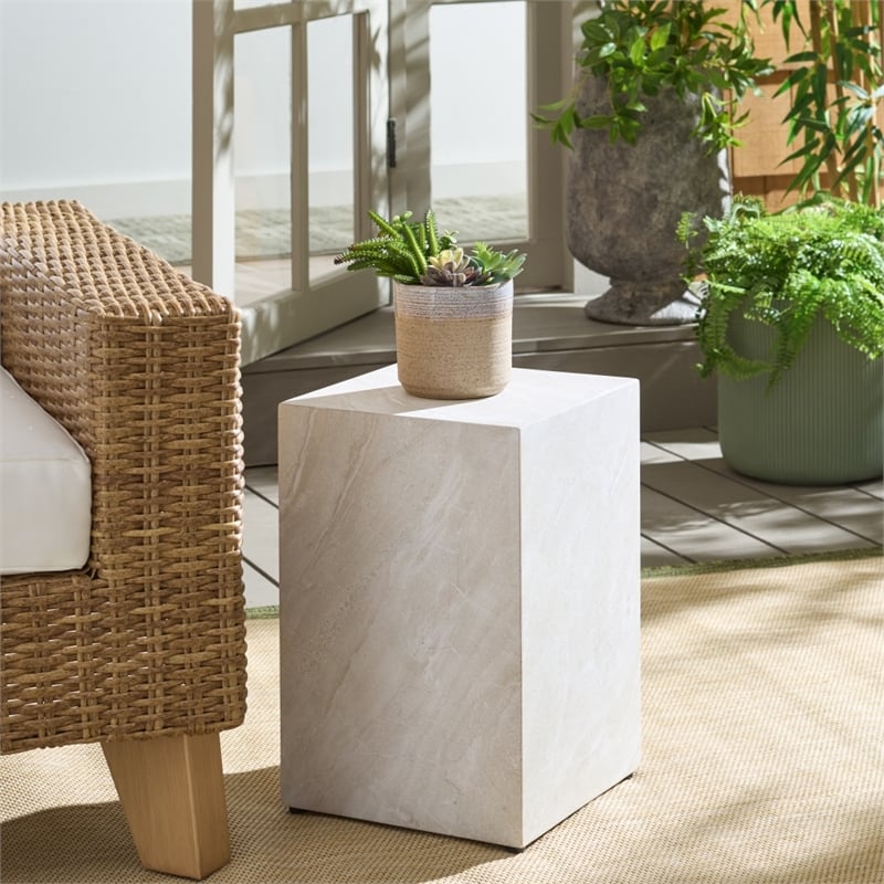 Safavieh Tina Cube Accent Table in Smoke