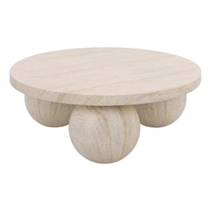 Safavieh Tina 3 Ball Round Coffee Table in Beige