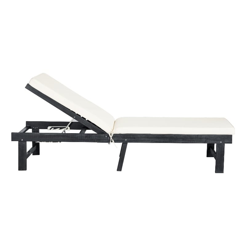 Safavieh Inglewood Wood Lounge Chair  in Dark Gray / Beige