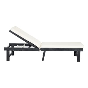 Safavieh Inglewood Wood Lounge Chair  in Dark Gray / Beige