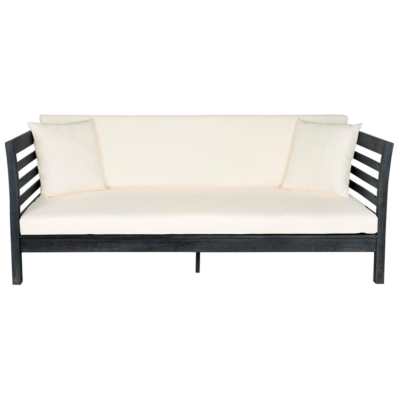 Safavieh Malibu Wood Day Bed in Dark Gray / Beige