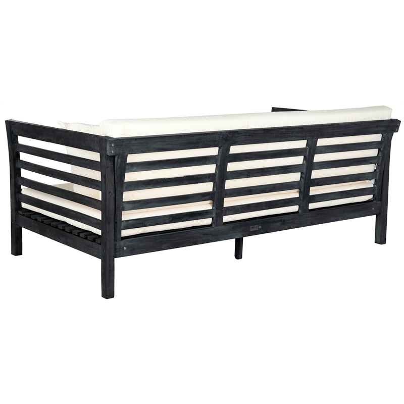 Safavieh Malibu Wood Day Bed in Dark Gray / Beige