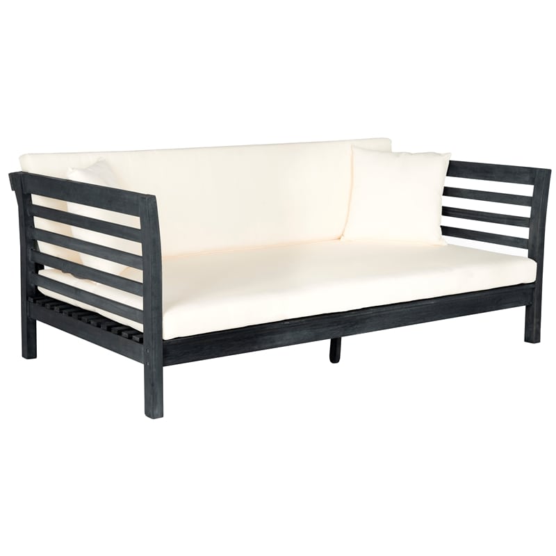 Safavieh Malibu Wood Day Bed in Dark Gray / Beige