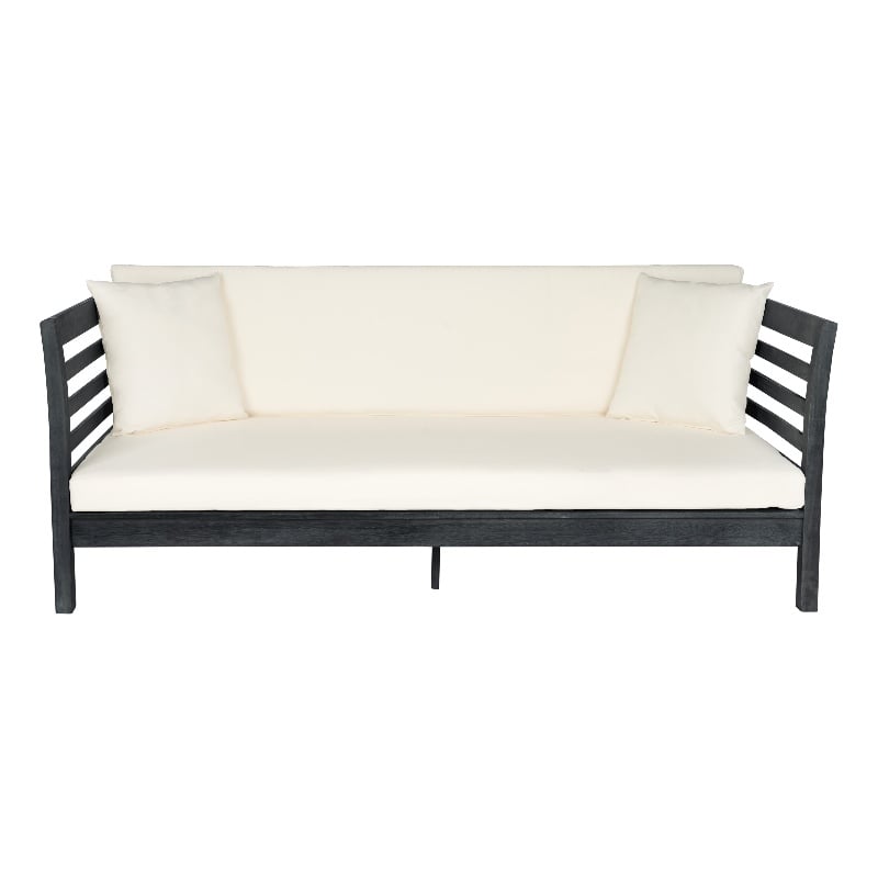 Safavieh Malibu Wood Day Bed in Dark Gray / Beige