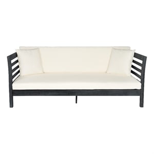 Safavieh Malibu Wood Day Bed in Dark Gray / Beige