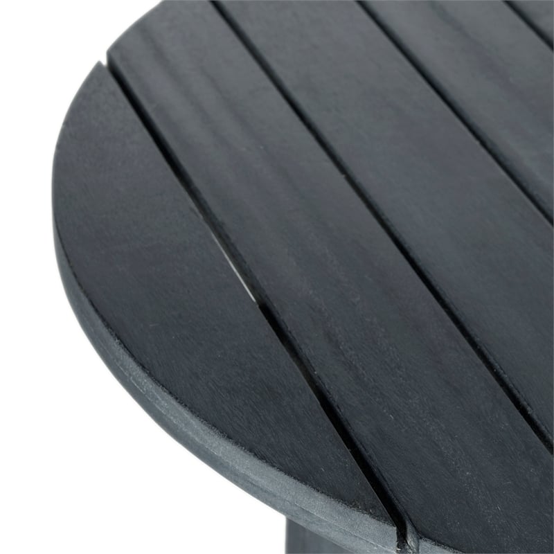 Safavieh Cloverdale Round Wood Table in Dark Gray / Beige
