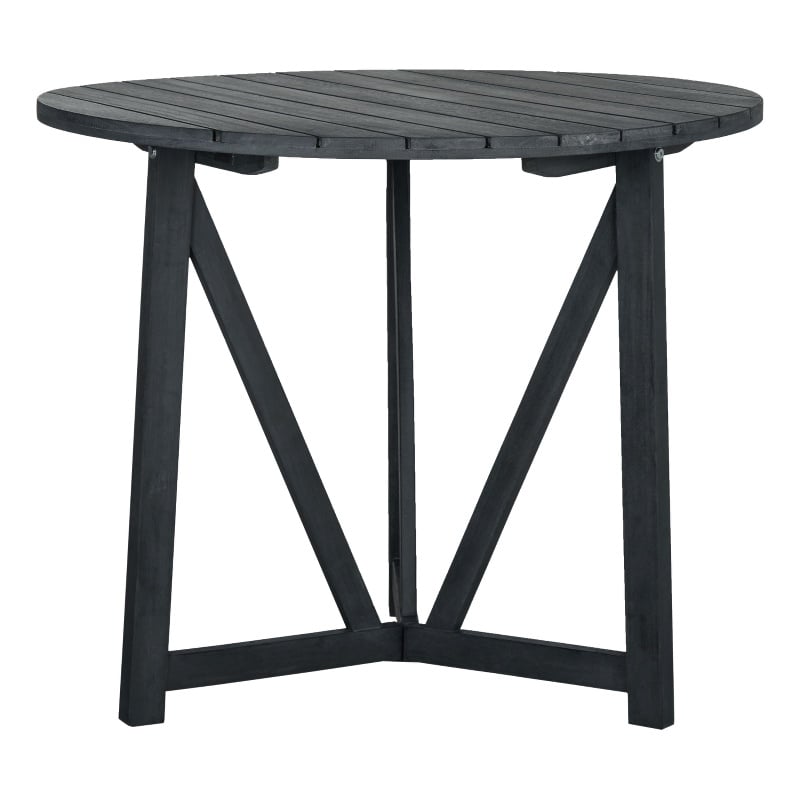 Safavieh Cloverdale Round Wood Table in Dark Gray / Beige