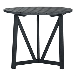 Safavieh Cloverdale Round Wood Table in Dark Gray / Beige