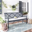 Safavieh Del Mar 3 Seat Wood Bench in Dark Gray / Beige