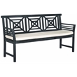 Safavieh Del Mar 3 Seat Wood Bench in Dark Gray / Beige