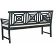 Safavieh Del Mar 3 Seat Wood Bench in Dark Gray / Beige