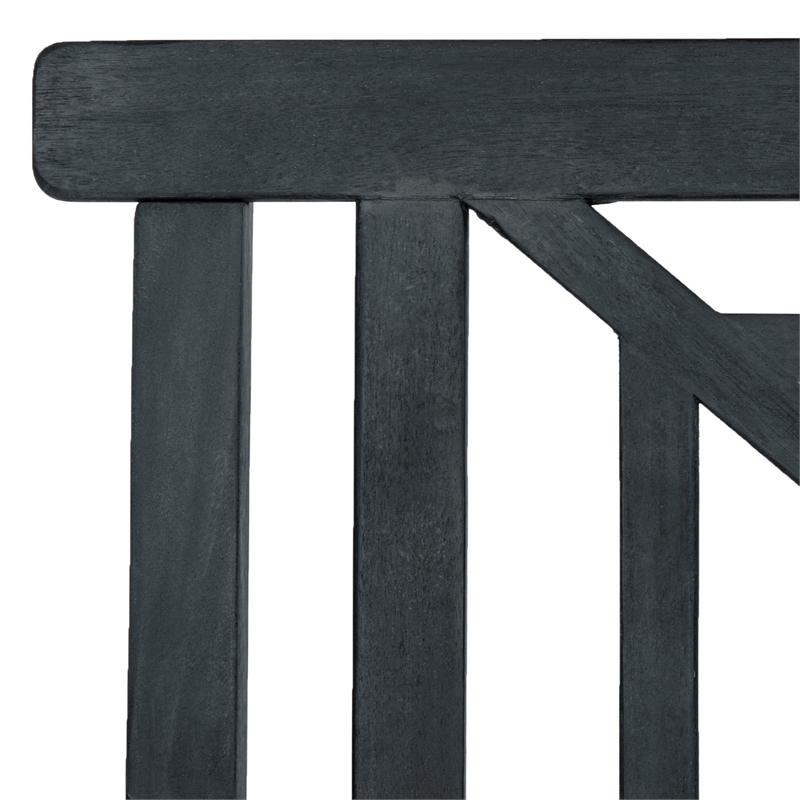 Safavieh Del Mar 3 Seat Wood Bench in Dark Gray / Beige