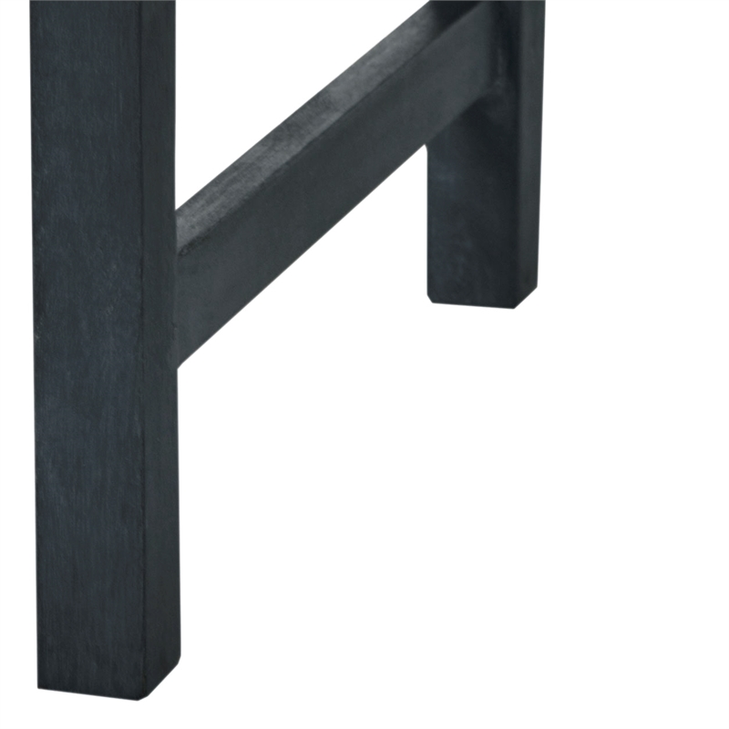 Safavieh Del Mar 3 Seat Wood Bench in Dark Gray / Beige