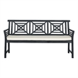 Safavieh Del Mar 3 Seat Wood Bench in Dark Gray / Beige
