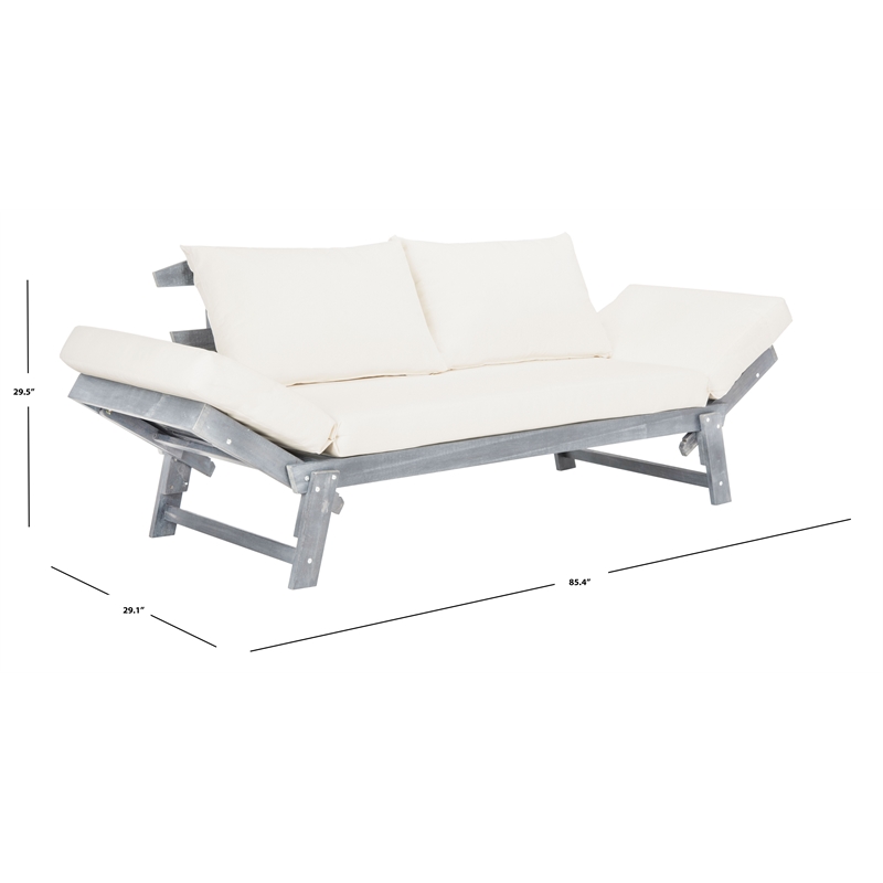 Safavieh Tandra Wood Daybed in Ash / Beige