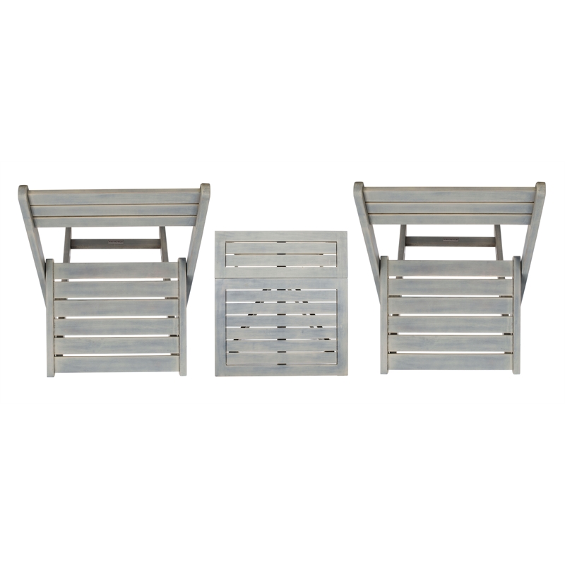 Safavieh Gallo Wood Balcony Bistro Set in Ash