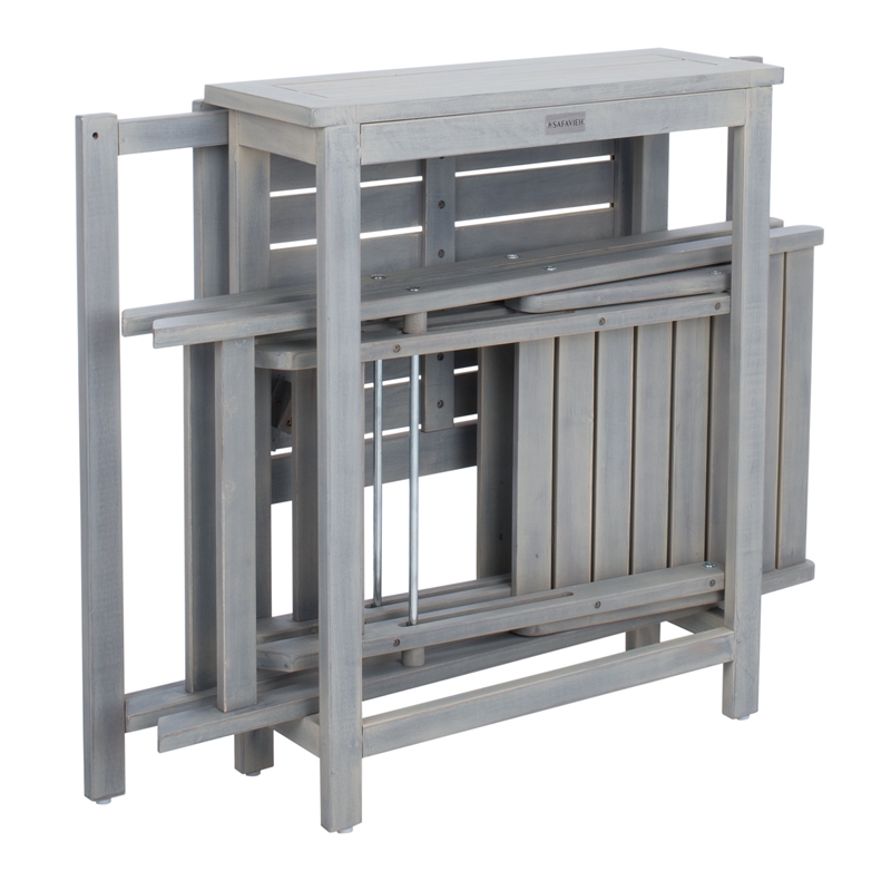 Safavieh Gallo Wood Balcony Bistro Set in Ash