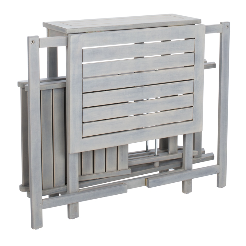 Safavieh Gallo Wood Balcony Bistro Set in Ash