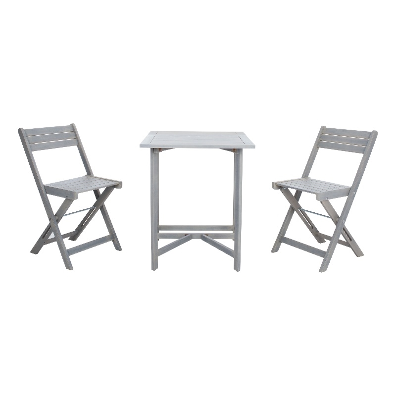 Safavieh Gallo Wood Balcony Bistro Set in Ash
