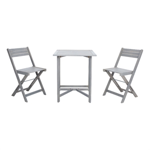 Safavieh Gallo Wood Balcony Bistro Set in Ash