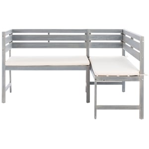 Safavieh Wilton Balcony Corner Wood Lounge Set in Ash / White