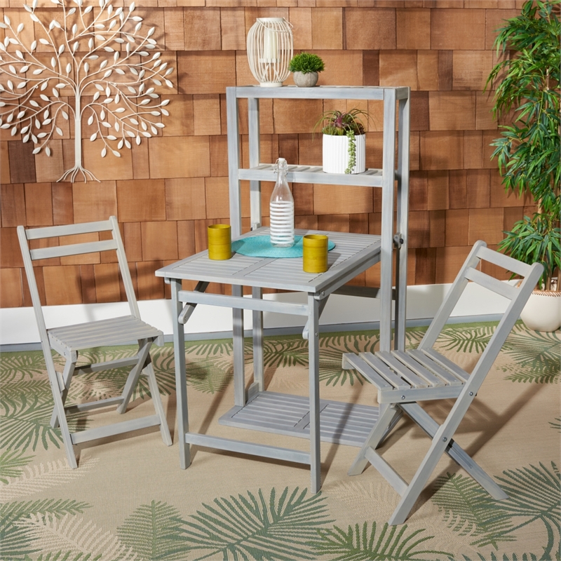 Safavieh Griffen Wood Balcony Dining Cabinet in Ash