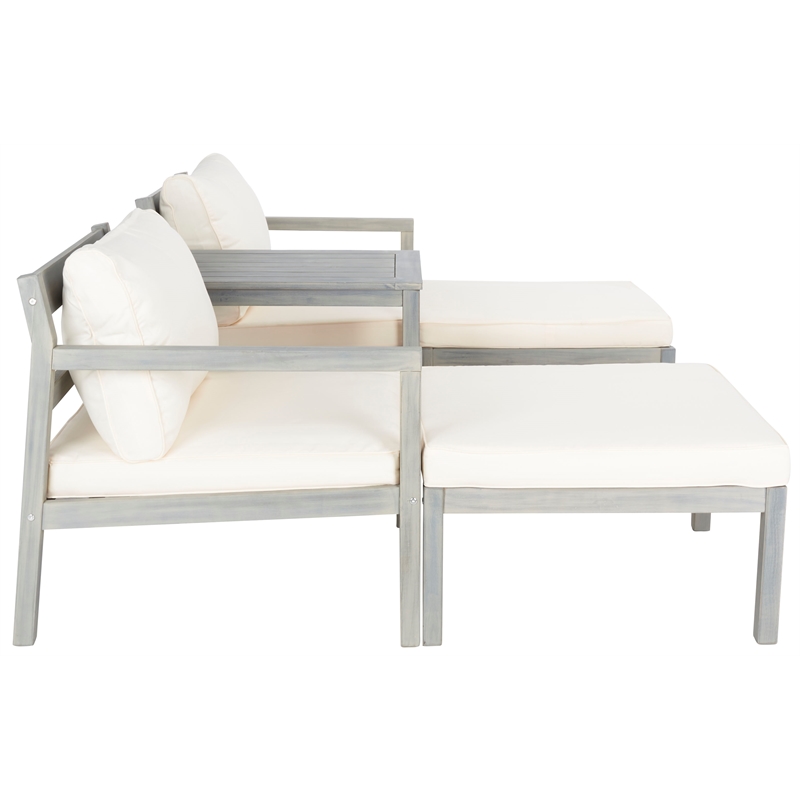 Safavieh Pratia 5 Pc Wood Outdoor Set in Ash / Beige