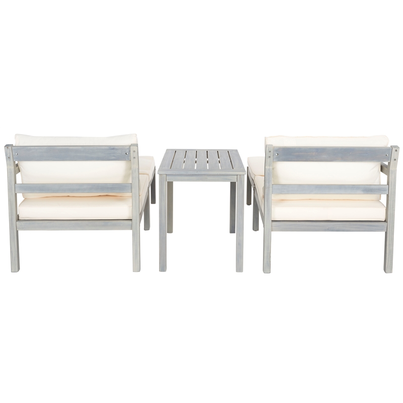 Safavieh Pratia 5 Pc Wood Outdoor Set in Ash / Beige